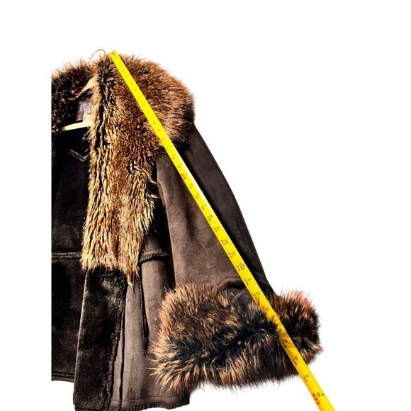 Vintage Utex Pennylane Coat Large Y2K Brown Faux Fur Mob Wife - Picture 10 of 13